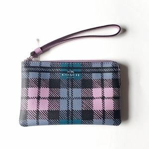 Purple/Blue Plaid Coach Wristlet
